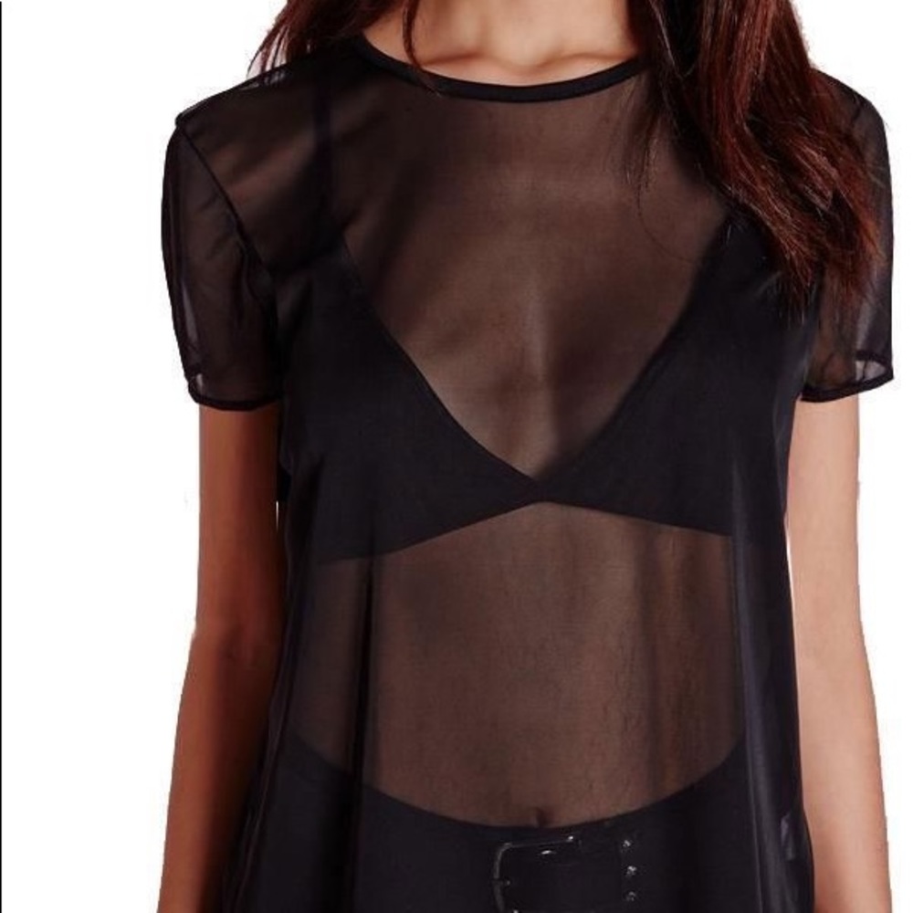 BLACK SHEER MESH TSHIRT